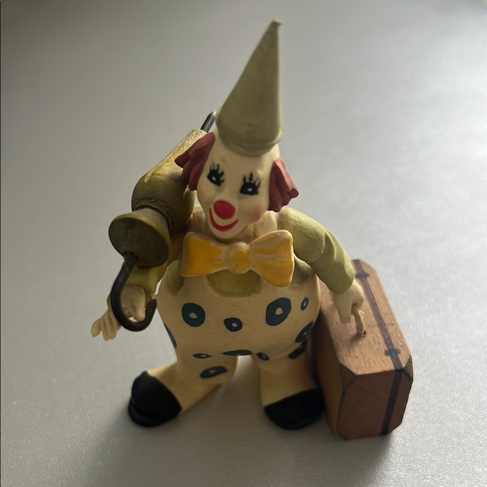 Anri Toriart Wooden Travel Clown Collectible